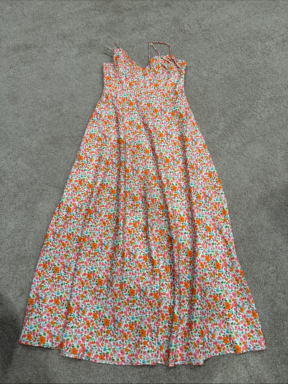 Floral Sundress with Adjustable Straps - Pink & Orange